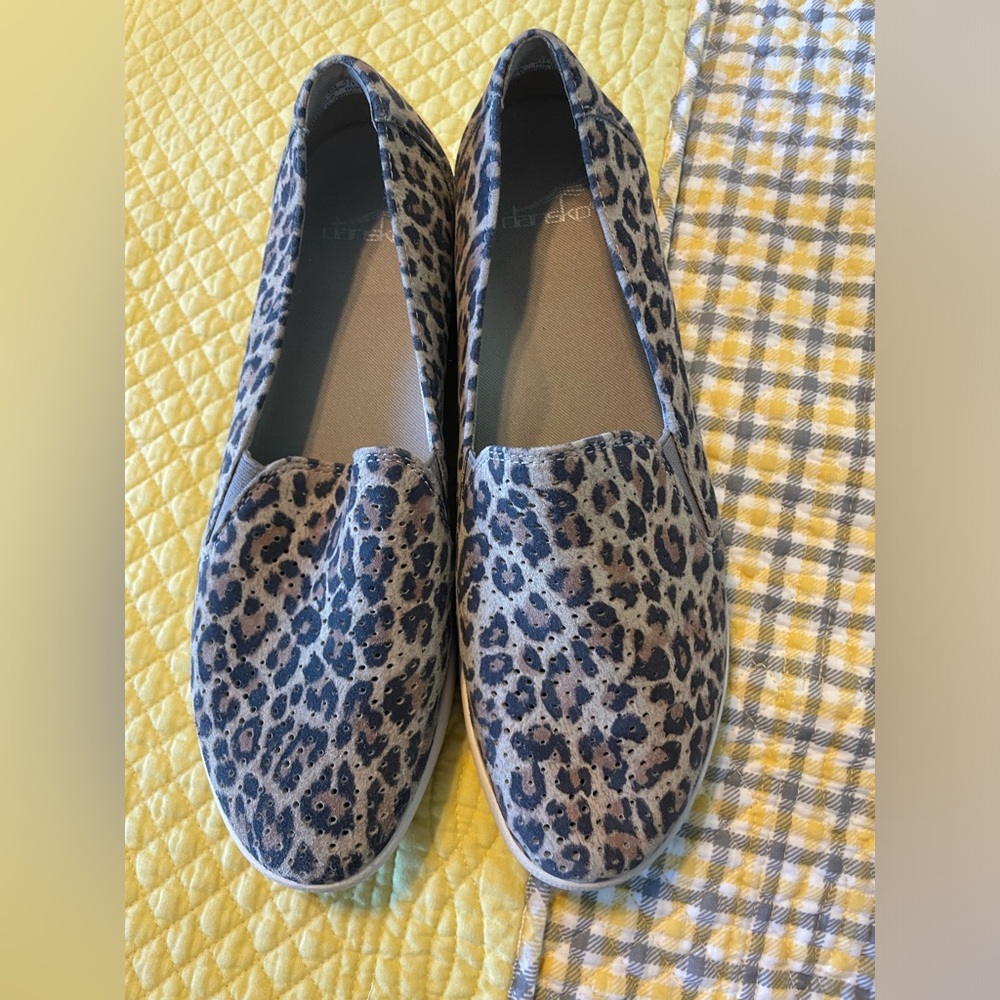 Dansko Odina Gray Suede Animal Print Loafer- Size 9
